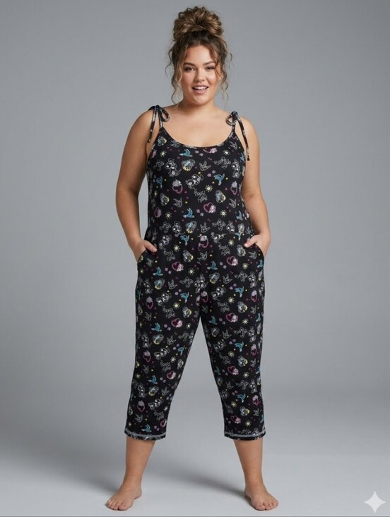 Deesse Lingerie Pants - Déesse Cute Doodle Print Crop  Lounge Jumper, GUC, Size 0X